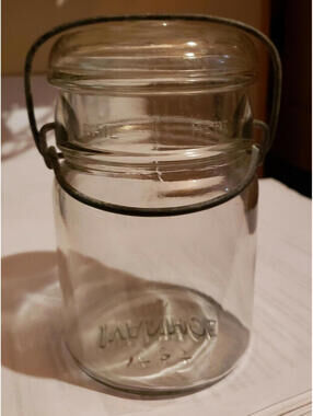 Antique 1 Pint Clear 797 Ivanhoe 10 Mason Jar Hinged Lid Bail Jar Made In 1920
